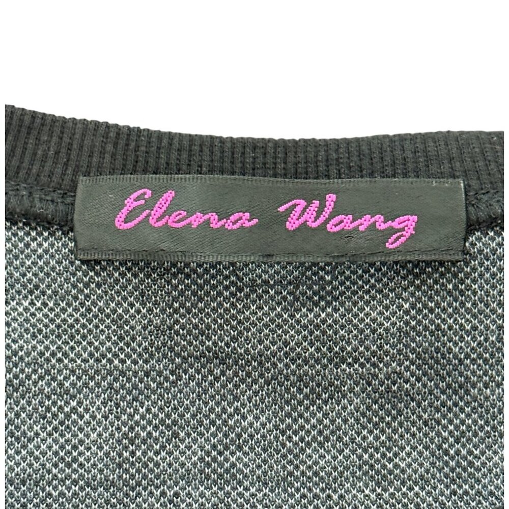 Elena Wang Womens M Sweater Dress Suspenders Text Print Black Gray Long Sleeve - Picture 3 of 6